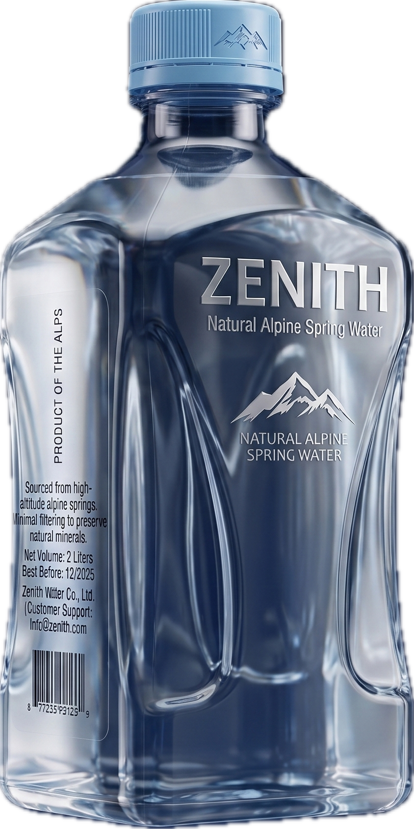 Zenith Elite 1L Premium Mineral Water Bottle - Sculpted Luxury Design